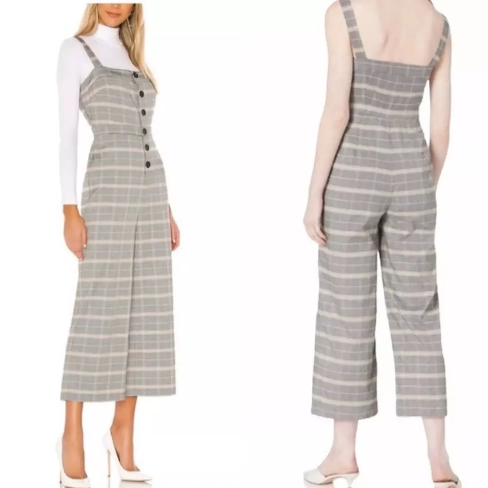 Cupcakes & cashmere women’s Plaid Jumpsuit with Button Detail Sz 2 - Picture 3 of 15